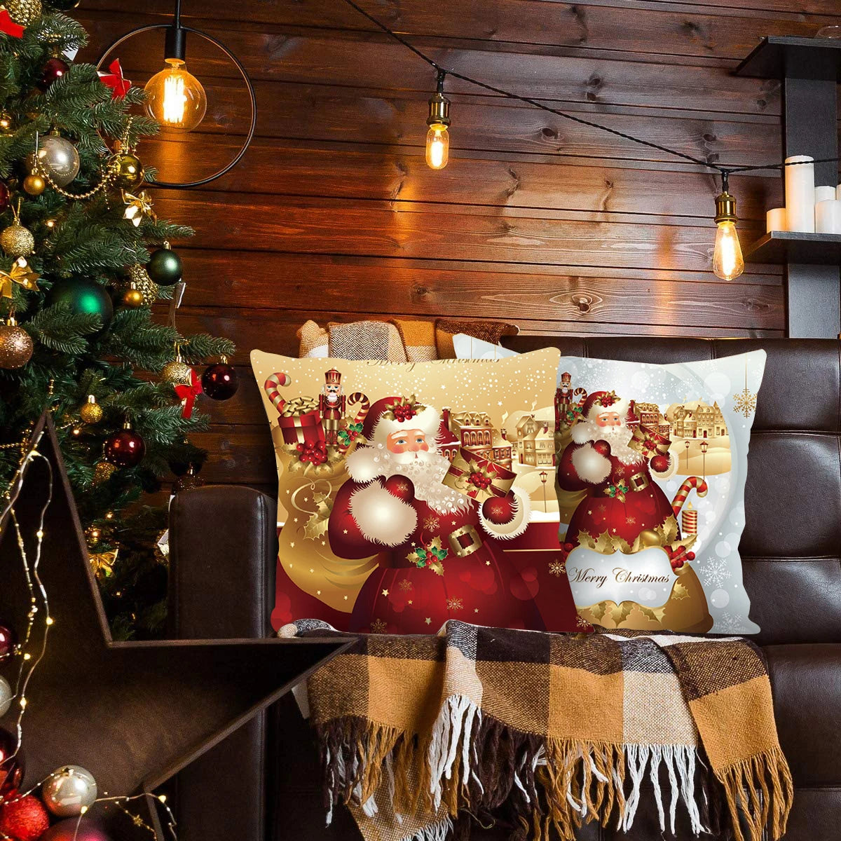 45cm Christmas Cushion Cover Merry Christmas Decor For Home 2024 Christmas Ornaments Navidad Noel Xmas Gifts Happy New Year 2025