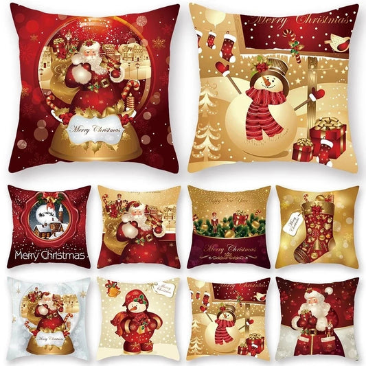 45cm Christmas Cushion Cover Merry Christmas Decor For Home 2024 Christmas Ornaments Navidad Noel Xmas Gifts Happy New Year 2025