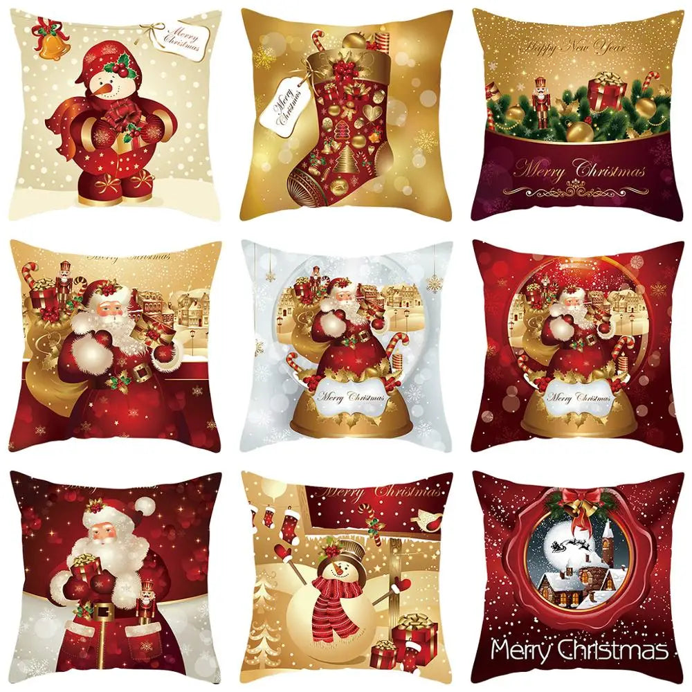 45cm Christmas Cushion Cover Merry Christmas Decor For Home 2024 Christmas Ornaments Navidad Noel Xmas Gifts Happy New Year 2025