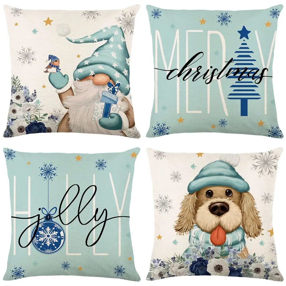 45cm Merry Christmas Cushion Cover Pillowcase 2024 Christmas Decorations for Home Ornament New Year Christmas Decor 2025 Noel