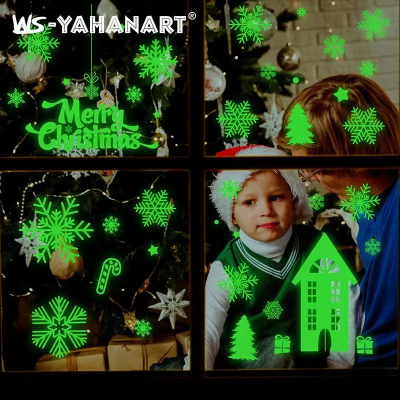 1 Sheet Merry Christmas Decoration for Home Snowflake Window Sticker 2024 Christmas Wall Stickers Kids Room Wall New Year 2025