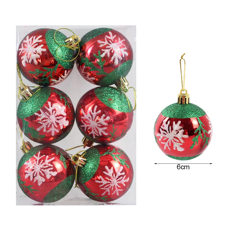 6Pcs/box 6cm Christmas Ball Ornaments Xmas Tree Hanging Pendant Christmas Decorations for Home 2024 Navidad Natal New Year Gift