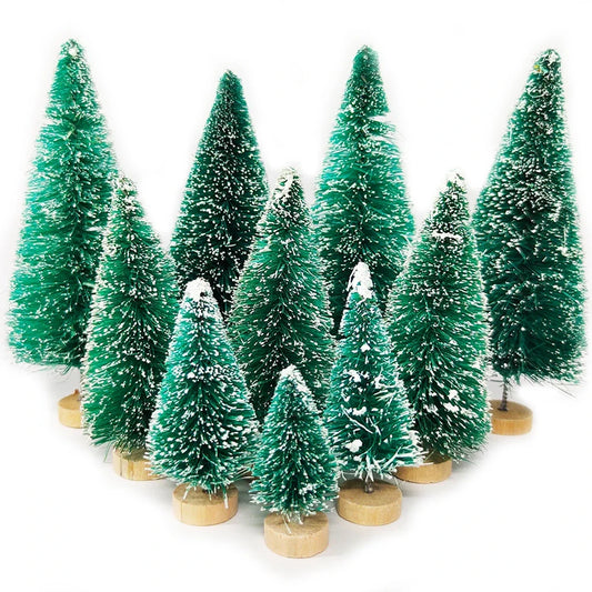 5Pcs Mini Christmas Trees Plastic Artificial Christmas Tree Ornament Winter Snow Tabletop Diy Craft Christmas Decoration 2024