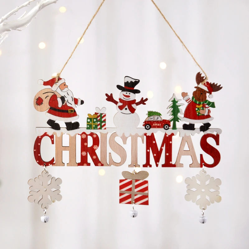 Gnome Santa Claus Wooden Hanging Ornament 2024 Merry Christmas Decoration for Home Door Xmas Tree Pendants Navidad New Year 2025