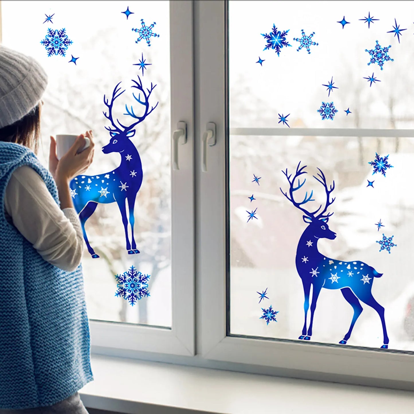 1 Sheet Merry Christmas Decoration for Home Snowflake Window Sticker 2024 Christmas Wall Stickers Kids Room Wall New Year 2025