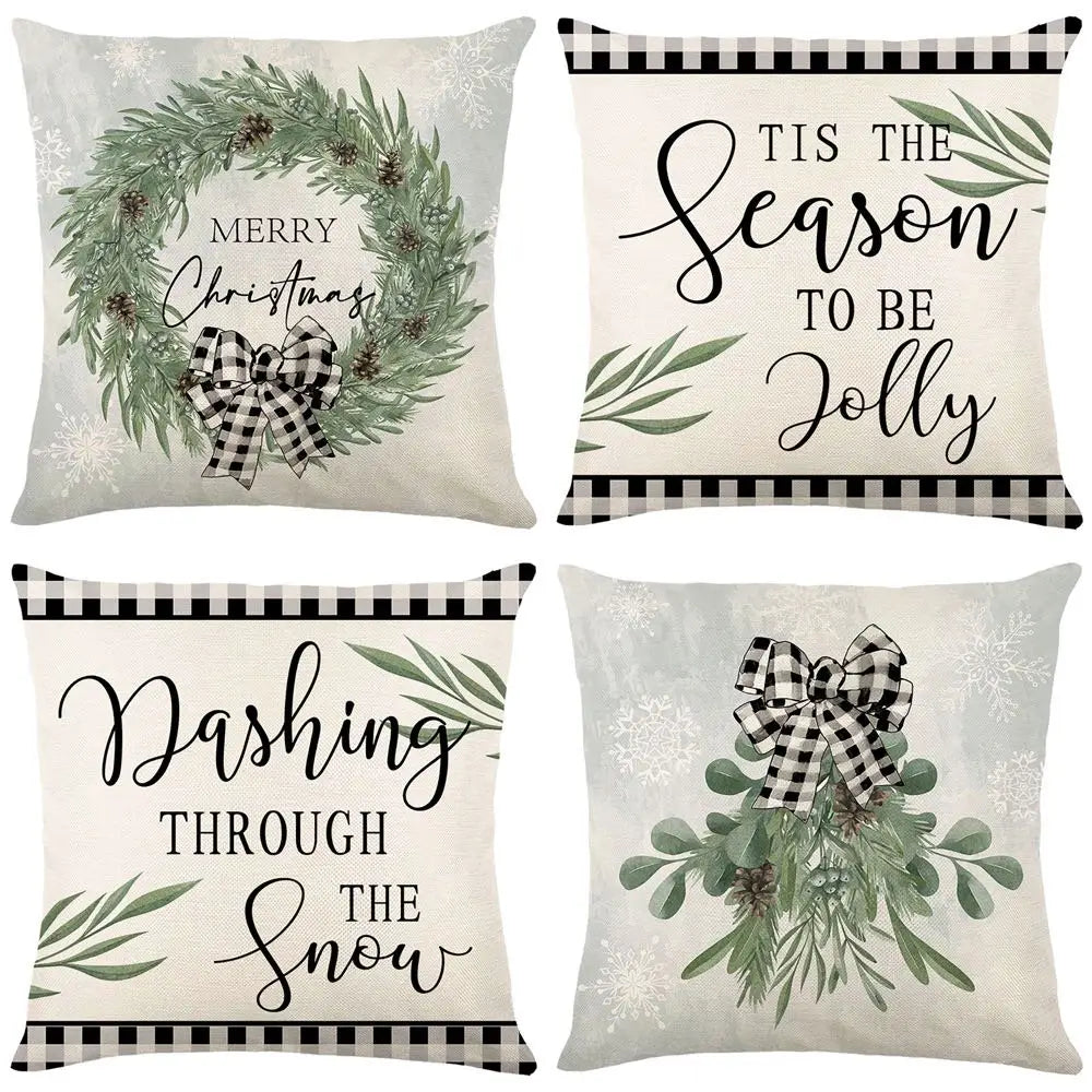 45cm Merry Christmas Cushion Cover Pillowcase 2024 Christmas Decorations for Home Ornament New Year Christmas Decor 2025 Noel