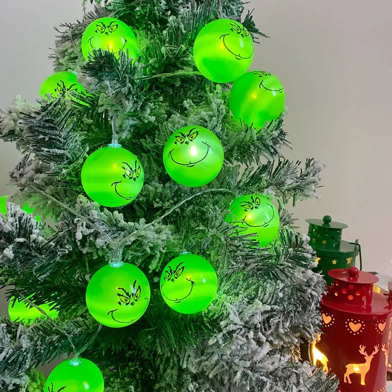 2024 Halloween Day Christmas Decoration Party String Lights Funny Green Balls Lights Holiday DIY Christmas Tree Decor Light 669