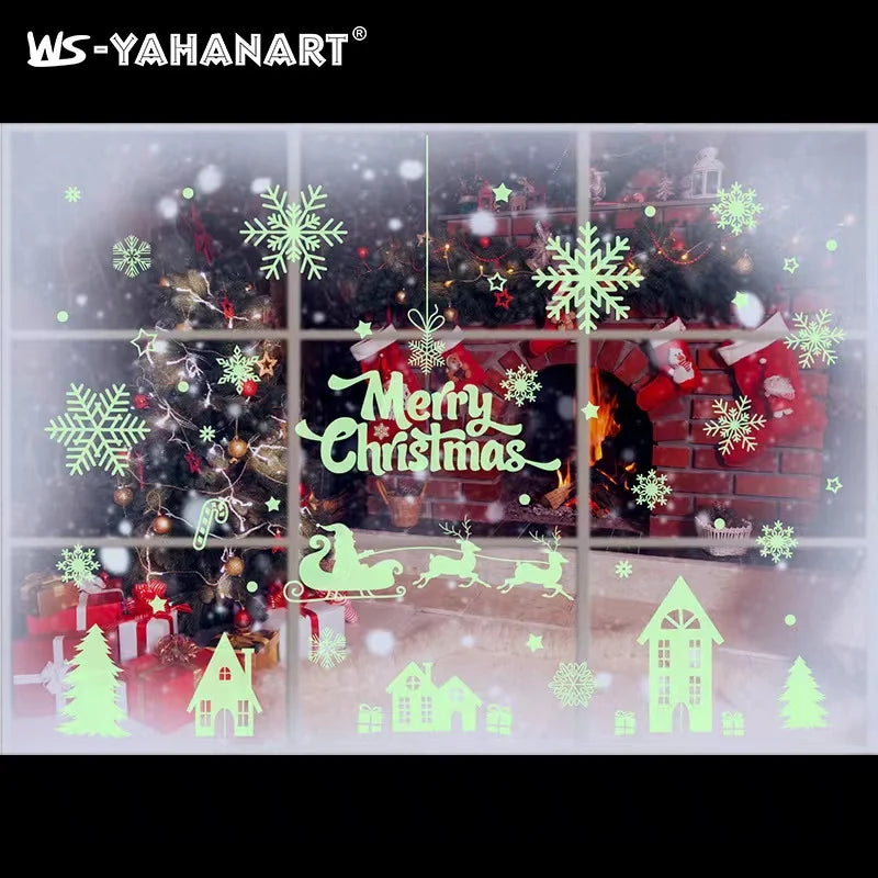 1 Sheet Merry Christmas Decoration for Home Snowflake Window Sticker 2024 Christmas Wall Stickers Kids Room Wall New Year 2025