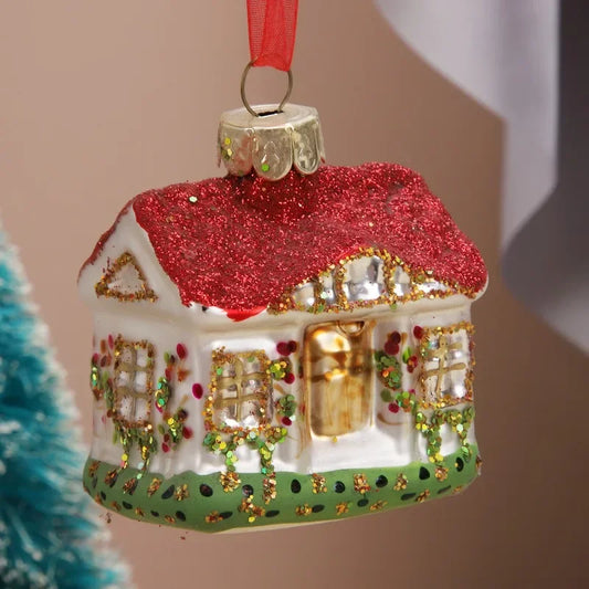 Christmas House Tree Hanging Ornaments Glass Decorations for Home New Year Party 2024 Nativity Glass Christmas Toys