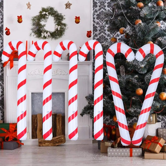 1pcs Inflatable Christmas Candy Cane Stick Balloons Merry Christmas Decorations for Home 2023 Xmas Navidad Gifts New Year 2024