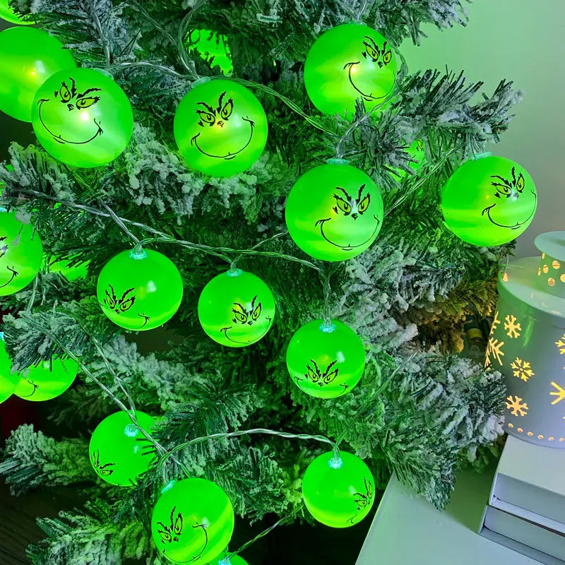 2024 Halloween Day Christmas Decoration Party String Lights Funny Green Balls Lights Holiday DIY Christmas Tree Decor Light 669