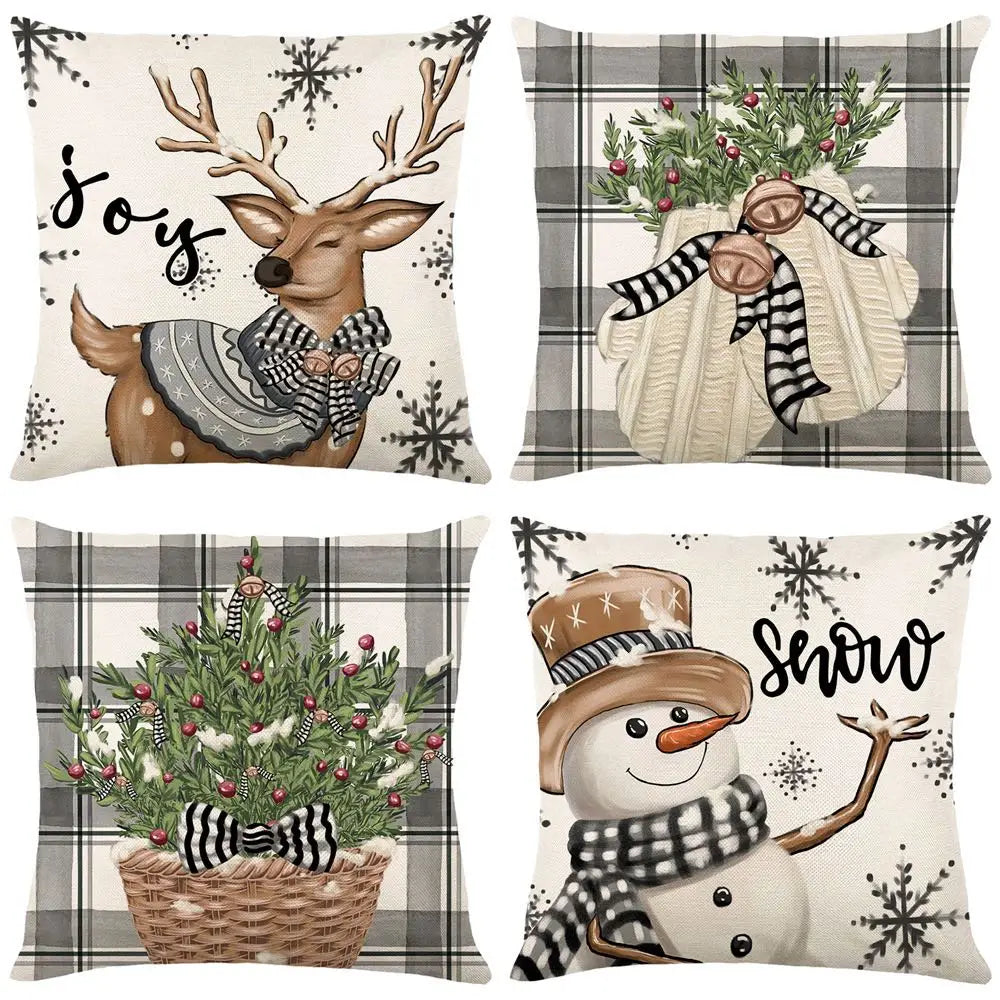 45cm Merry Christmas Cushion Cover Pillowcase 2024 Christmas Decorations for Home Ornament New Year Christmas Decor 2025 Noel