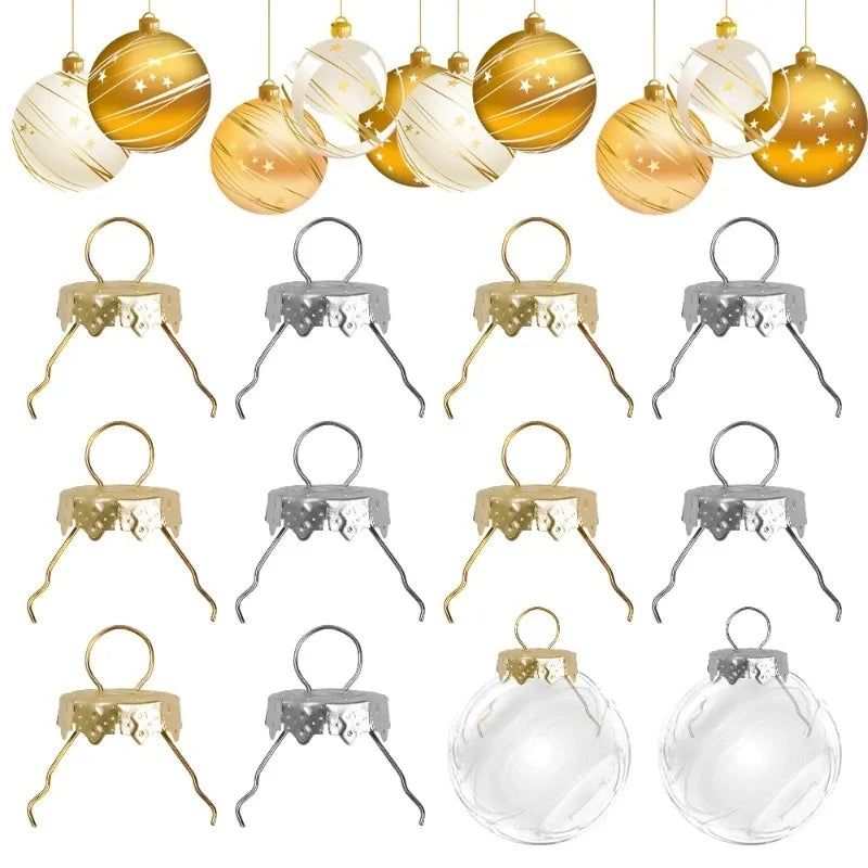 50/100PCS Gold Silver Christmas Ball Caps for Xmas Tree Ornament Removable Metal Hanger Home Decoration Navidad New Year 2024