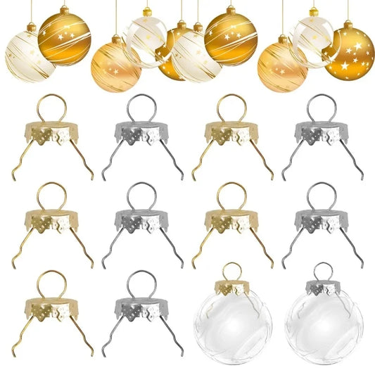 50/100PCS Gold Silver Christmas Ball Caps for Xmas Tree Ornament Removable Metal Hanger Home Decoration Navidad New Year 2024