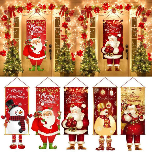 Christmas Hanging Flag Porch Door Banner Christmas Decorations For Home 2024 Ornaments Xmas Gifts Navidad  New Year Decor 2025