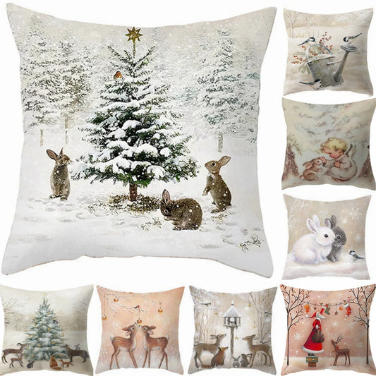 45cm Christmas Pillowcase Cushion Cover Christmas Decorations for Home 2024 Christmas Ornament Gift Navidad Happy New Year 2025